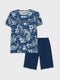 Crew Neck Printed Short Sleeve Boy's Short Pajamas Set